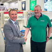 Nick Howarth,  Howarth Timber & Building Supplies managing director wishes Geoff Hill well on his retirement.