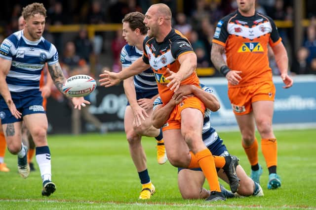 Liam Watts tries to get things moving for Tigers against Wigan. Picture by Bruce Rollinson.