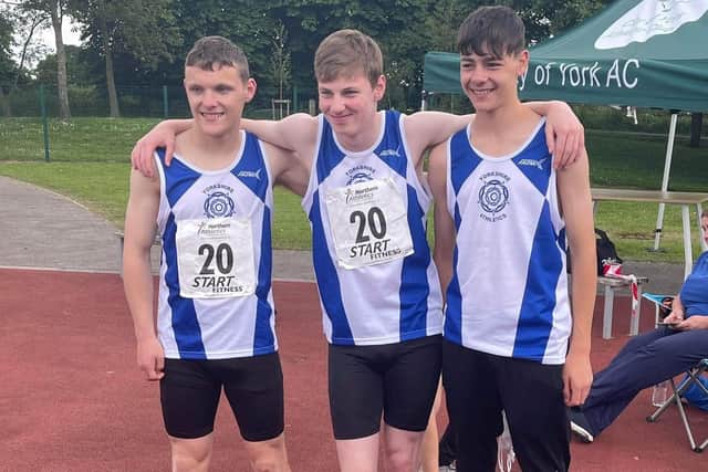 Wakefield Harriers athletes selected to compete for Yorkshire at the Northern Athletics U15/U17 Inter-Counties Championship, held at York -  Cole McAndrew, Zachary Rayner and Ben Smith.