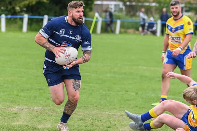 Australian Mike Wise scores the second of his two tries for Featherstone Lions against Oulton Raiders. Picture: Jonathan Buck