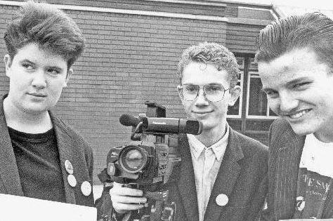 Castleford High School student film makers in 1988, from left to right; Sally Holdsworth, Richard Kelly and Scott Considine