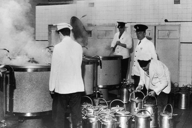 Inmates training to be cooks in the kitchens at Wakefield Prison.