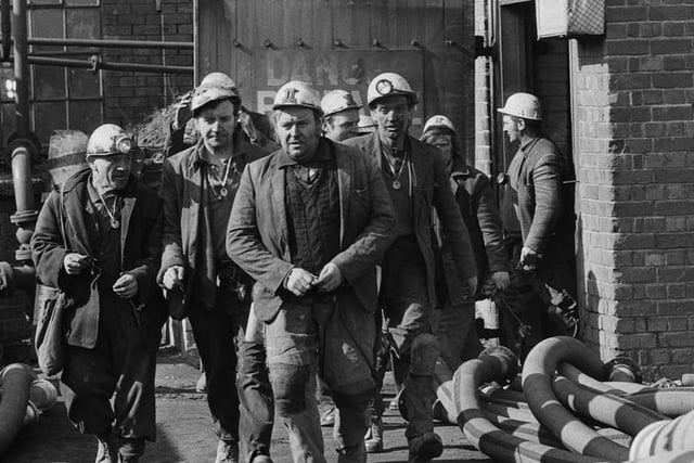 Rescue workers during a six-day rescue operation at Lofthouse Colliery. Seven miners had been killed the previous day when the excavation of a new coalface, too close to an abandoned, flooded 19th century mineshaft, caused an inrush of three million gallons of water.