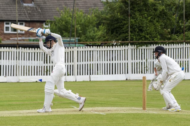 Leighton Shuttleworth on the attack on his way to scoring 49 against Sandal.
