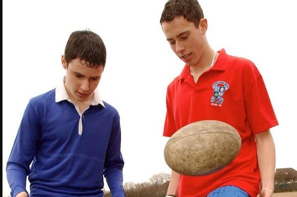 The school was given a lottery grant for sport facilities in 2005. Arron Guiry, 14, and Matthew Oxer, 15.
