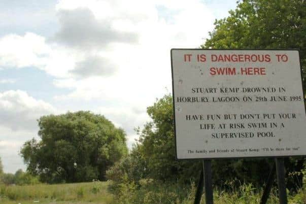 Horbury Lagoon: Swimming in open water is extremely dangerous as hidden dangers can lurk beneath the surface.