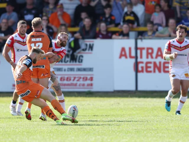 Danny Richardson kicked the winning drop-goal for Castleford Tigers against Catalans Dragons. Picture: John Clifton/SWpix.com