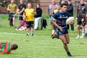 Prashant Veerasamy raced in for a try in Featherstone Lions' victory over Skirlaugh. Picture: Jonathan Buck