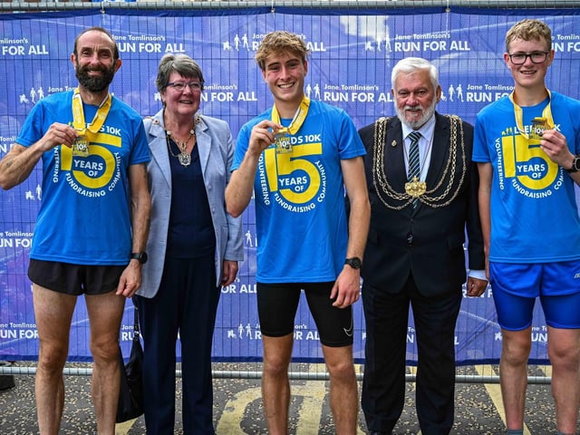 Finishers were presented with medals after the race,