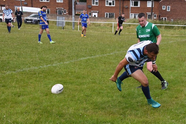 Connor Wilson puts the ball down for a try for Normanton Knights against Beverley. Picture: Rob Hare