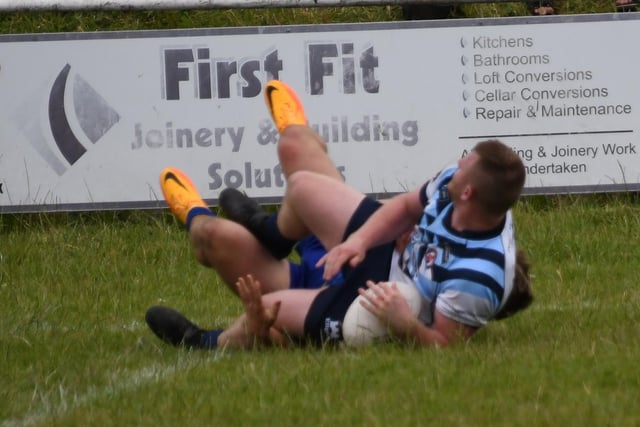Brad Moules goes over for a Normanton Knights try. Picture: Rob Hare