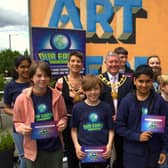 The video game team with the Mayor and Mayoress of Wakefield, Counc David Jones and Annette Jones.