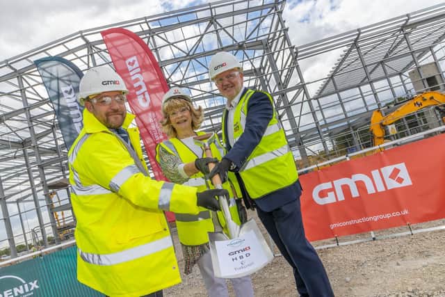 Martin Watson, GMI construction director, Wakefield Council leader Denise Jeffery, and Steve Anderson, PHOENIX Group’s UK group managing director.