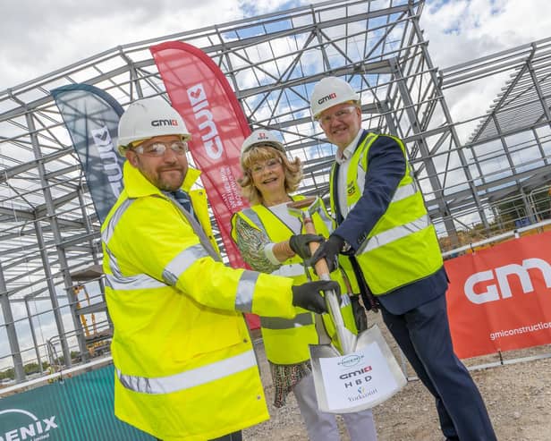 Martin Watson, GMI construction director, Wakefield Council leader Denise Jeffery, and Steve Anderson, PHOENIX Group’s UK group managing director.
