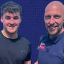 Young attacking midfielder Danny Wassell is pictured with Ossett United joint manager Jas Colliver after signing from Sheffield Wednesday.