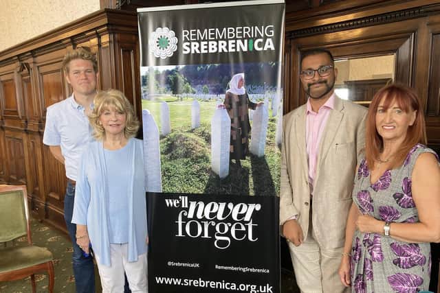 Wakefield Council deputy leader Jack Hemingway, Council Leader Denise Jeffery, Councillor Usman Ali and Councillor Jackie Ferguson at the Remembering Srebrenica event at Wakefield Town Hall.