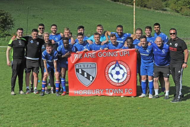 The Horbury Town team that clinched promotion to the NCE League for the 2022-23 season. Picture: Steve Riding