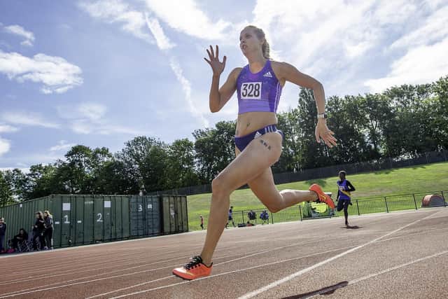 Lucy Holmes led by example for Wakefield Harriers at the third match in the North of England Track & Field League’s East Premier Division at Thornes Park Stadium.