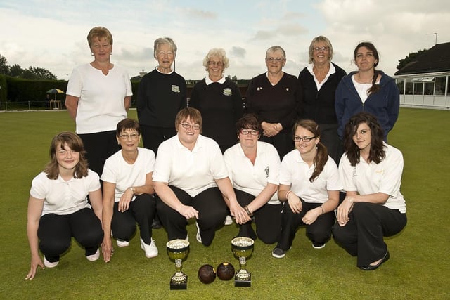 The finalists in the ladies pairs competition at the Castleford and District Crown Green Bowling Association's 15th annual festival.