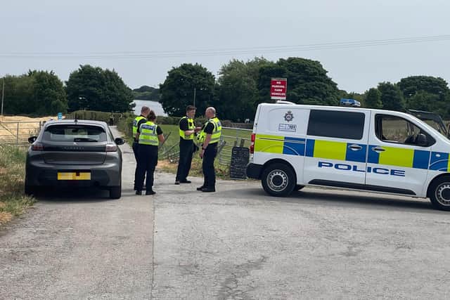 Police at the reservoir today