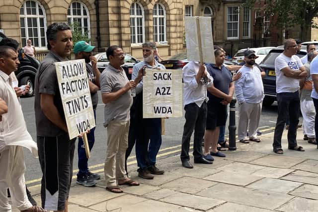 Taxi drivers held a protest outside Wakefield Town Hall