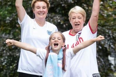 Tess celebrates with mum Sam and granny Susan. (SWNS)