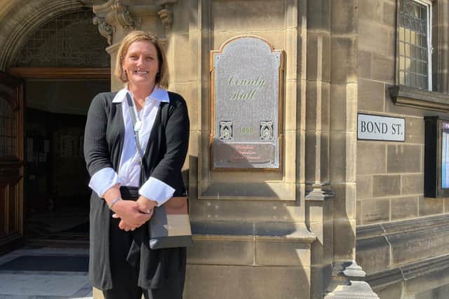 Melanie Greatorex, pictured outside County Hall, Wakefield, after councillors approved her premises licence application for The Libb, in Ryhill.