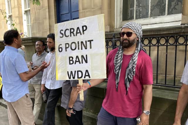 Taxi drivers staged a protest outside Wakefield Town Hall in July.