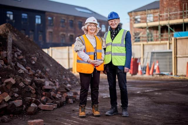 Denise Jeffery, Leader of Wakefield Council, and Paul Kempe, Director of City and Provincial Properties, at the site of phase two of the Tileyard North project.
