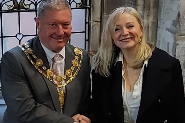 West Yorkshire Mayor Tracy Brabin pictured with Wakefield Mayor David Jones. Mayor Brabin attended a full council meeting in the city on Wednesday, November 16, to answer questions from elected members.