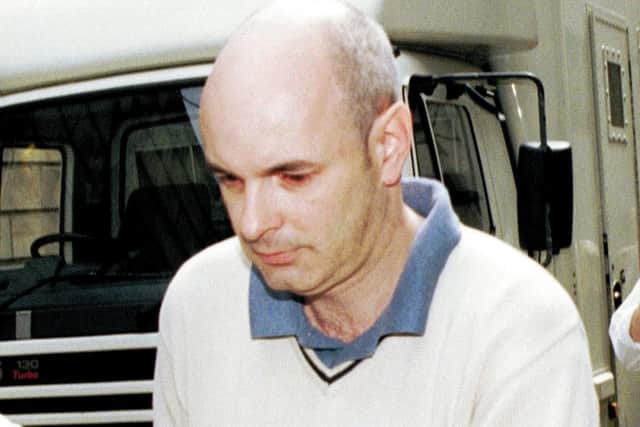 Christopher Farrow pictured outside Wakefield Magistrates' Court in 2000 after he was arrested for the murder of Wendy Speakes.