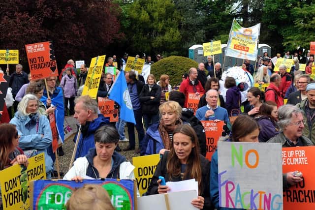 Anti fracking protestors pictured in 2016. Wakefield Council is calling on government rethink its decision to lift the ban on fracking for shale gas.