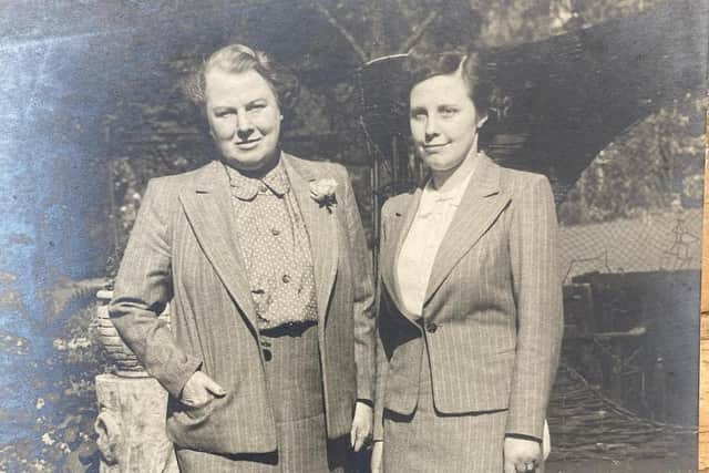 Fanny Stott, left, who became Wakefield''s first female Mayor in 1940, pictured with daughter Betty in the garden of their family home at Grove House, College Grove Road, Wakefield. Picture courtesy of Charles Senior
