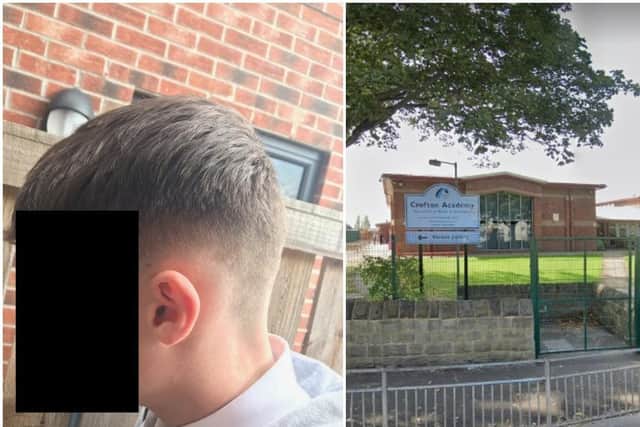 One of the boys who was put into isolation for having an 'extreme' haircut.