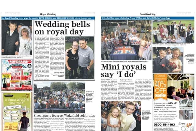 One Ossett couple were shocked to discover that they would share an anniversary with the royal couple, while schools across the district marked the occasion with their own mock weddings.