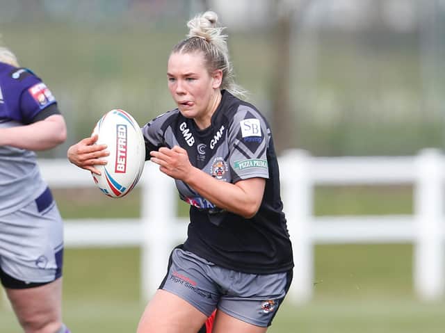 HAT-TRICK: Hollie-Mae Dodd scored three tries as Castleford Tigers ran riot against Wakefield Trinity. Picture: Ed Sykes/SWpix.com