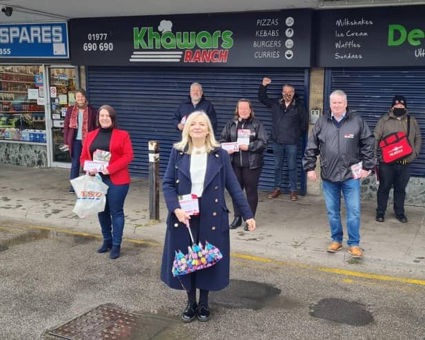 Labour's candidate for West Yorkshire mayor Tracy Brabin pictured with activists. Photo: Labour Party