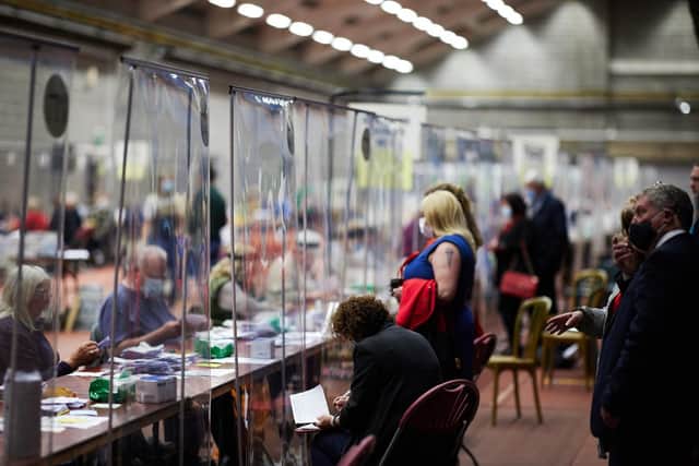 Social distancing measures were in place on the counting floor.
