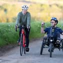 Trombonist Adrian Hirst and daughter Amy are to take part in a cycling challenge after Adrian was paralysed in a collision in 2017. Pictures: Lorne Campbell/Guzelian
