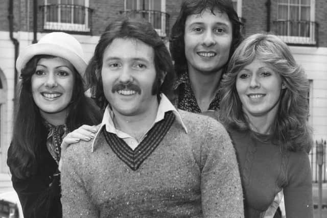 Nicky Stevens, Martin Lee, Lee Sheridan and Sandra Stevens, who represented Britain in the 1976 Eurovision Song Contest with the song 'Save All Your Kisses For Me'. (Photo by Keystone/Getty Images)