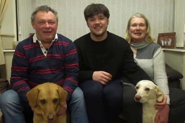 Ben Dinsdale was making a fuss of Nell, the two-year-old family pet, when eagle-eyed mum Rachel spotted a lump had developed in the dog's mouth.