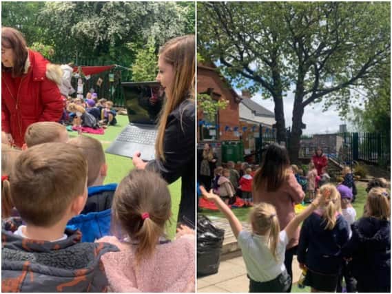 Children at a Lofthouse primary school have been showing their community spirit by sharing a picnic with residents at Ashby Lodge Residential Home.