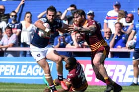 Wakefield Trinity winger Liam Kay scored two tries in the win over Huddersfield Giants. Picture: Simon Hulme/JPIMedia.
