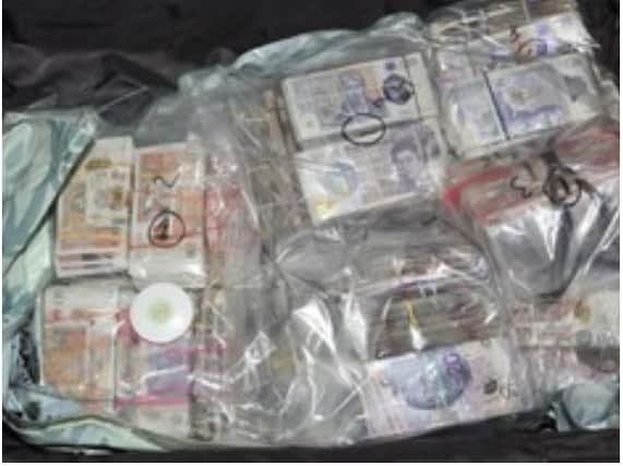The cash found in the suitcases at Heathrow.