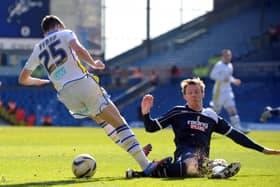 Martyn Woolford in action against Leeds United at Elland Road.