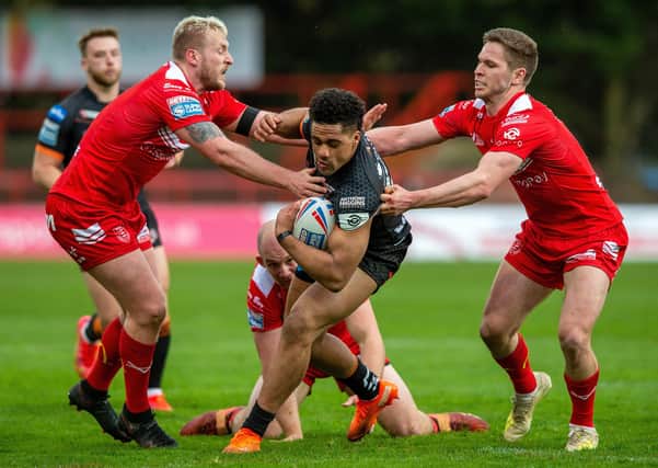 Former Westgate player Derrell Olpherts in action for Castleford Tigers in this year's Challenge Cup.