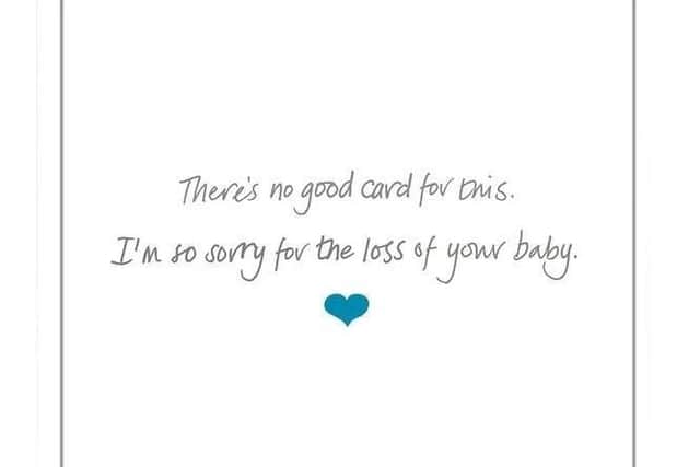 A card to specifically acknowledge the sadness of miscarriage has gone on sale at a major retailer, in what is thought to be a UK first.