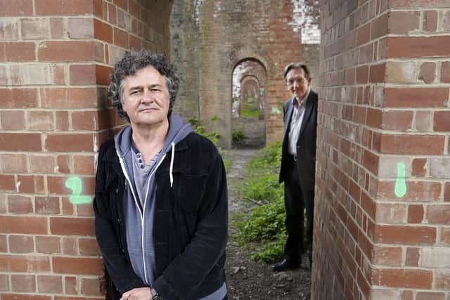 Tony Wade (left) and Kevin Trickett, president of the Wakefield Civic Society, have teamed up to learn more about Wakefield's famous 99 Arches. Photo: Scott Merrylees