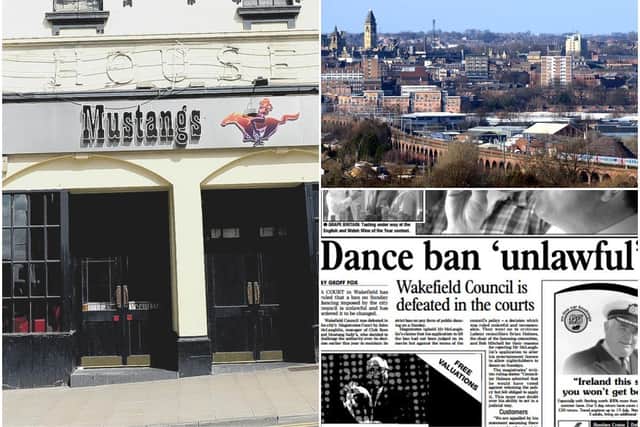 Do you remember when dancing was banned in Wakefield city centre on Sunday nights? We take a look back at the controversial rule, 20 years after it was lifted. Pictured are the former Mustang Sally's bar, Wakefield city centre and a newspaper article about the lifting of the ban.