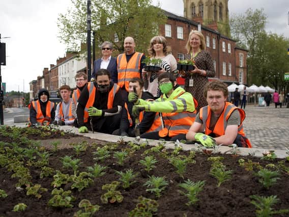 The team with newly planted plants